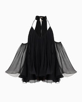 Bell Sleeve Off-Shoulder Chocker A-line Frill Mini Dress