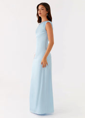 Heart Of Glass Satin Maxi Dress - Blue