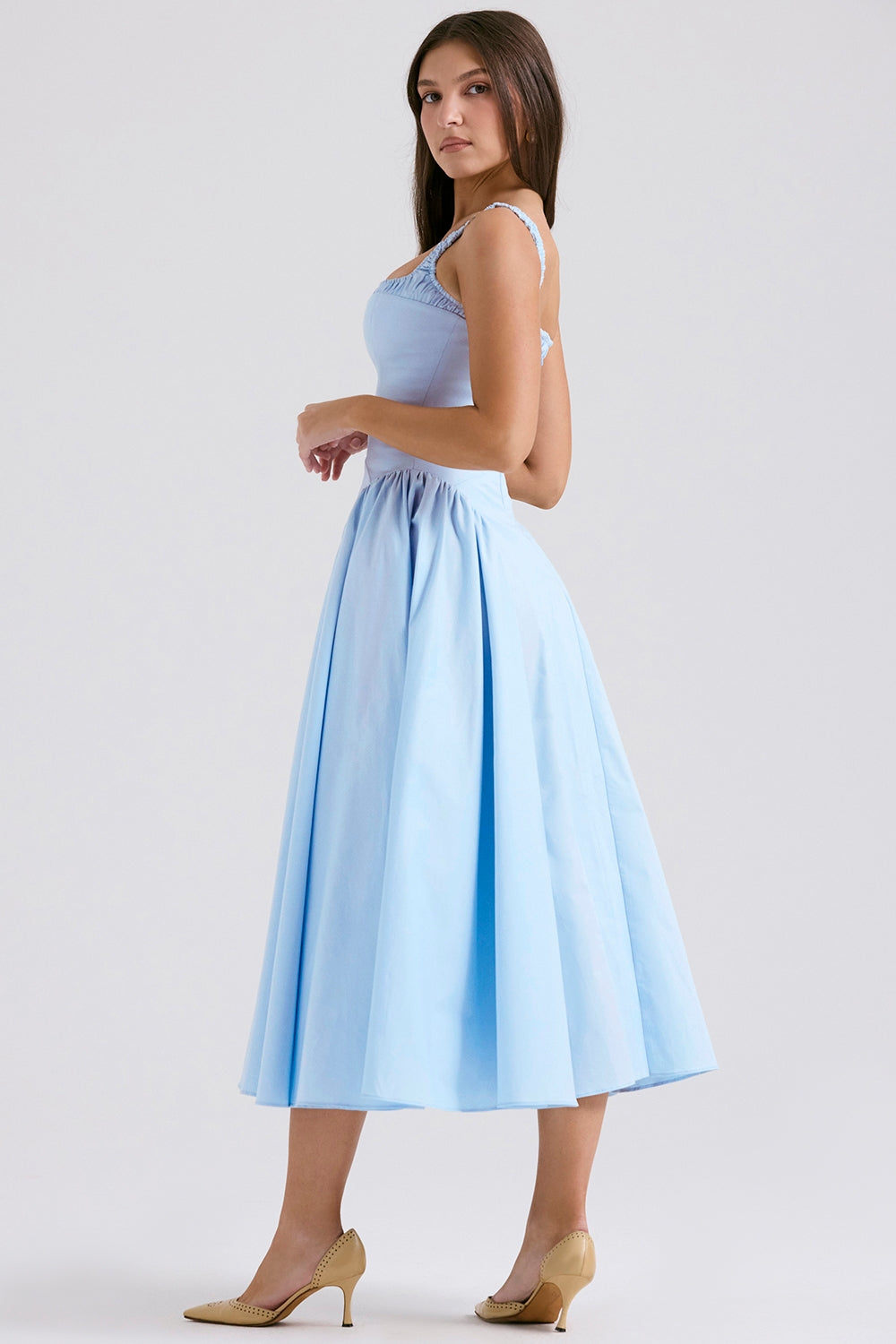 Dorothy-Italian Azure Cotton Midi Sundress