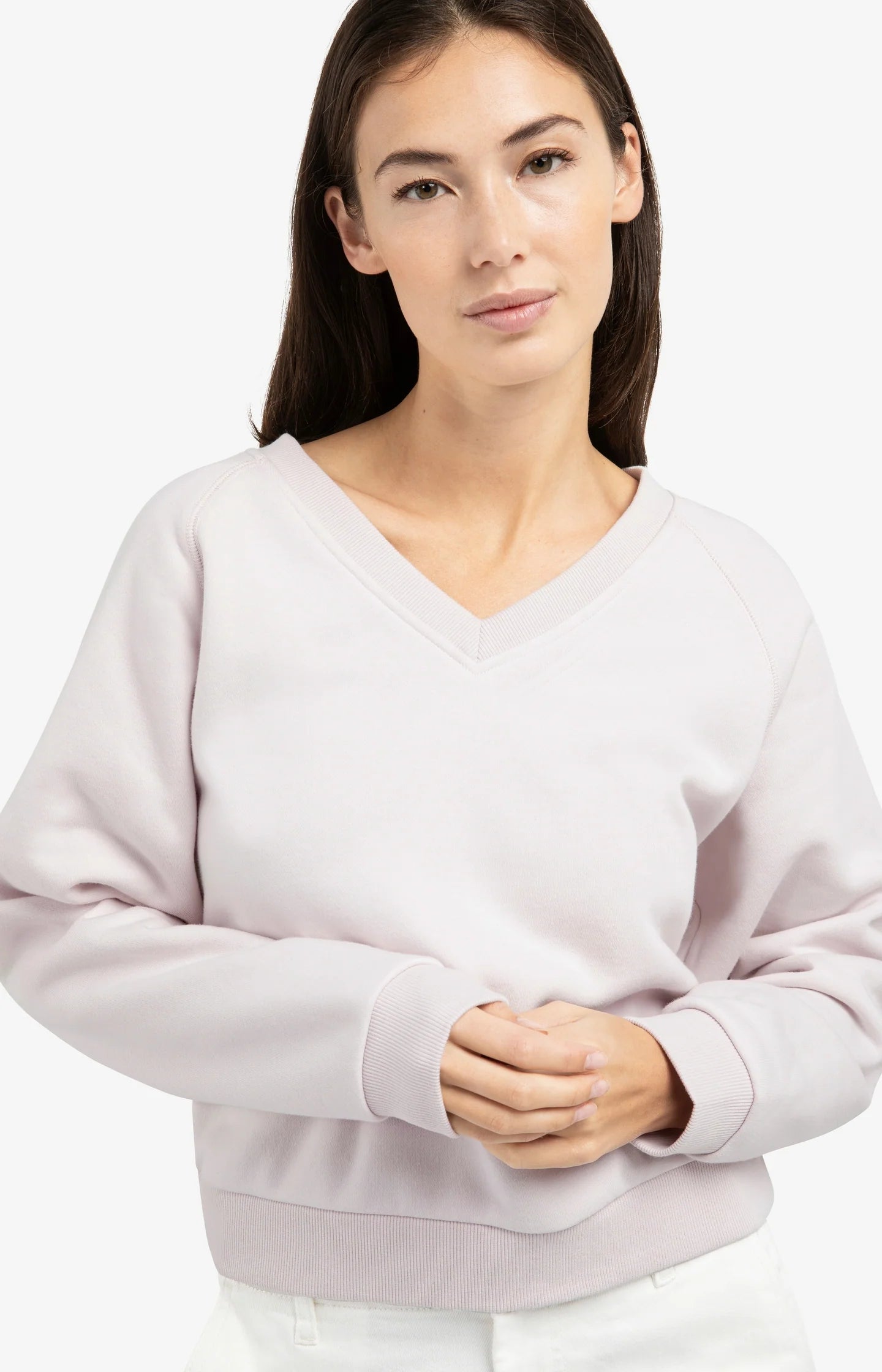 Sweater with V-neck and ribbed trims