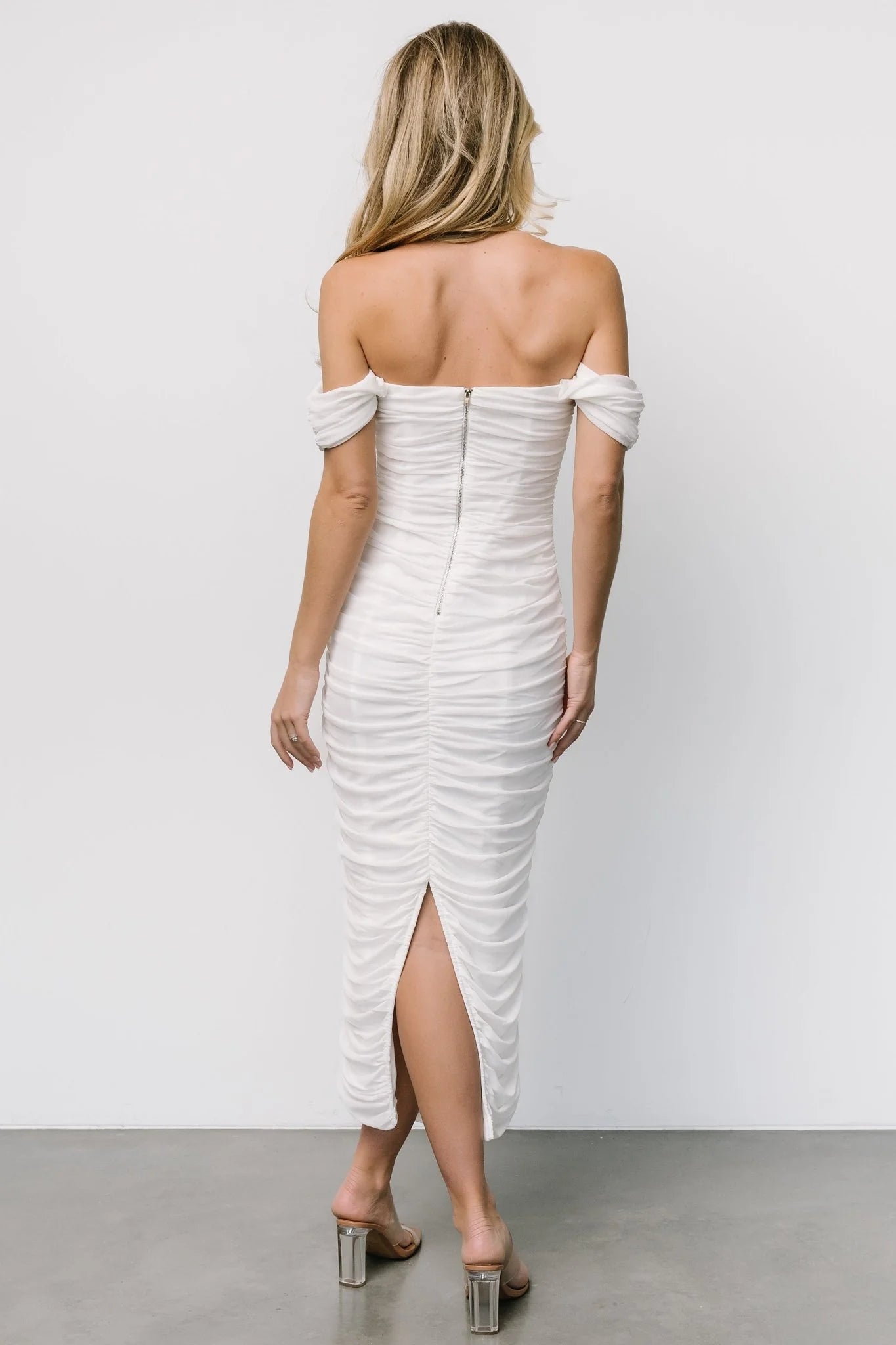 Alessandra Mesh Midi Dress | Off White