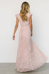 Alexa Embroidered Sequin Maxi Dress | Blush Rose