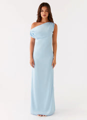 Heart Of Glass Satin Maxi Dress - Blue