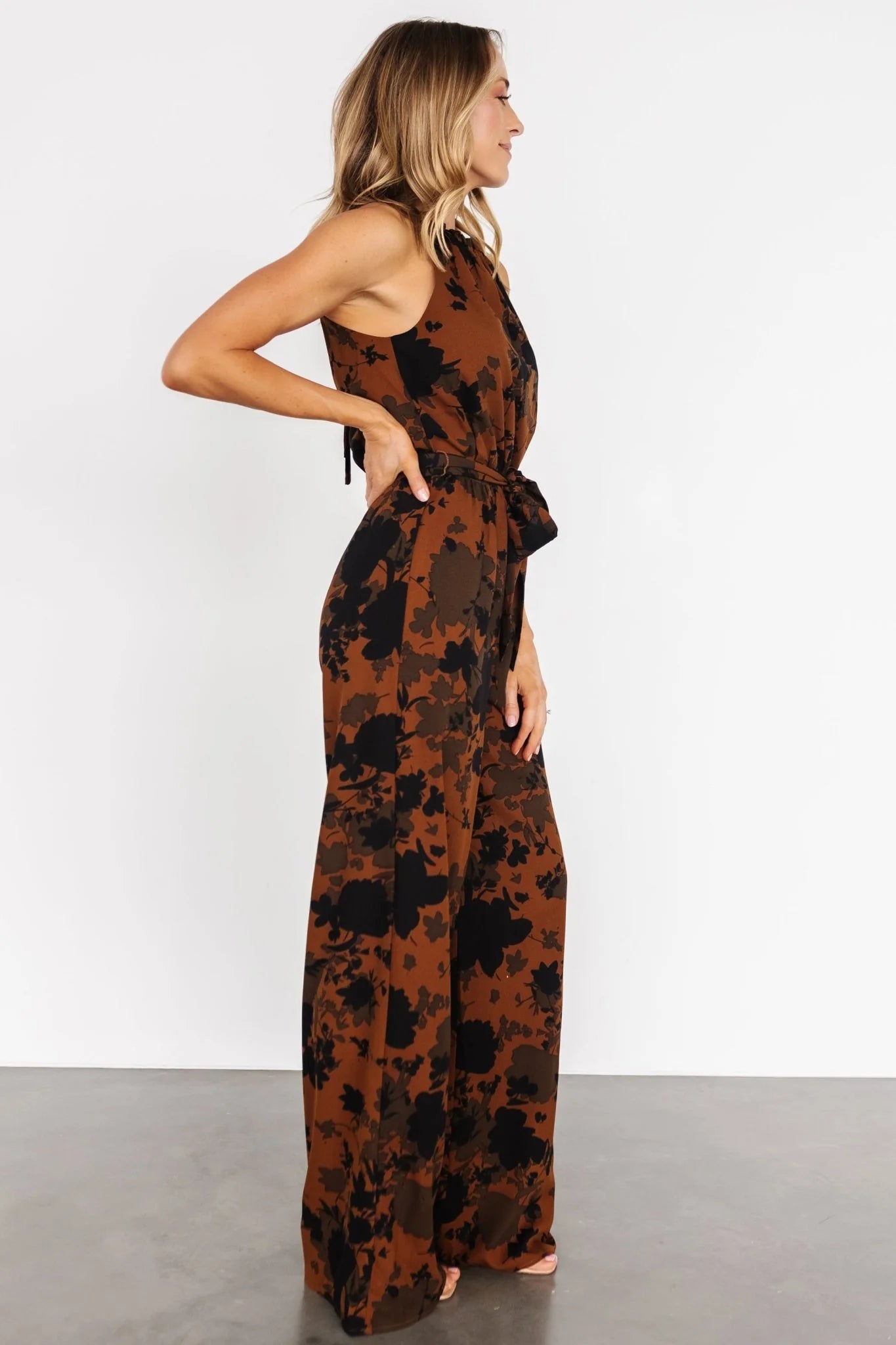 Alameda Halter Jumpsuit | Espresso Print