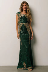 Azura Sequin Gown | Green + Gold