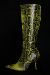 Royale-Green Print Knee High Boots - SALE