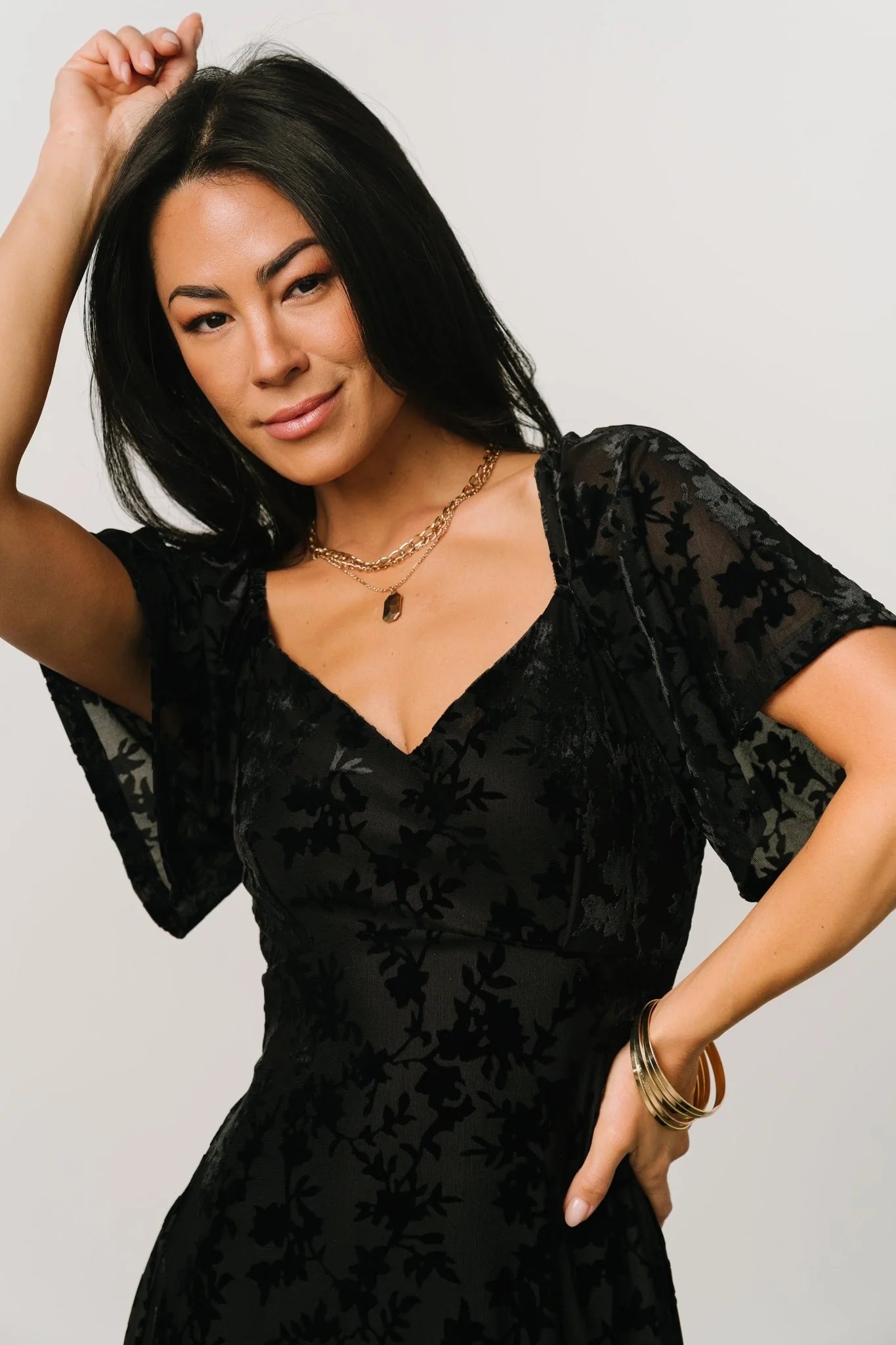 Everley Velvet Maxi Dress | Black