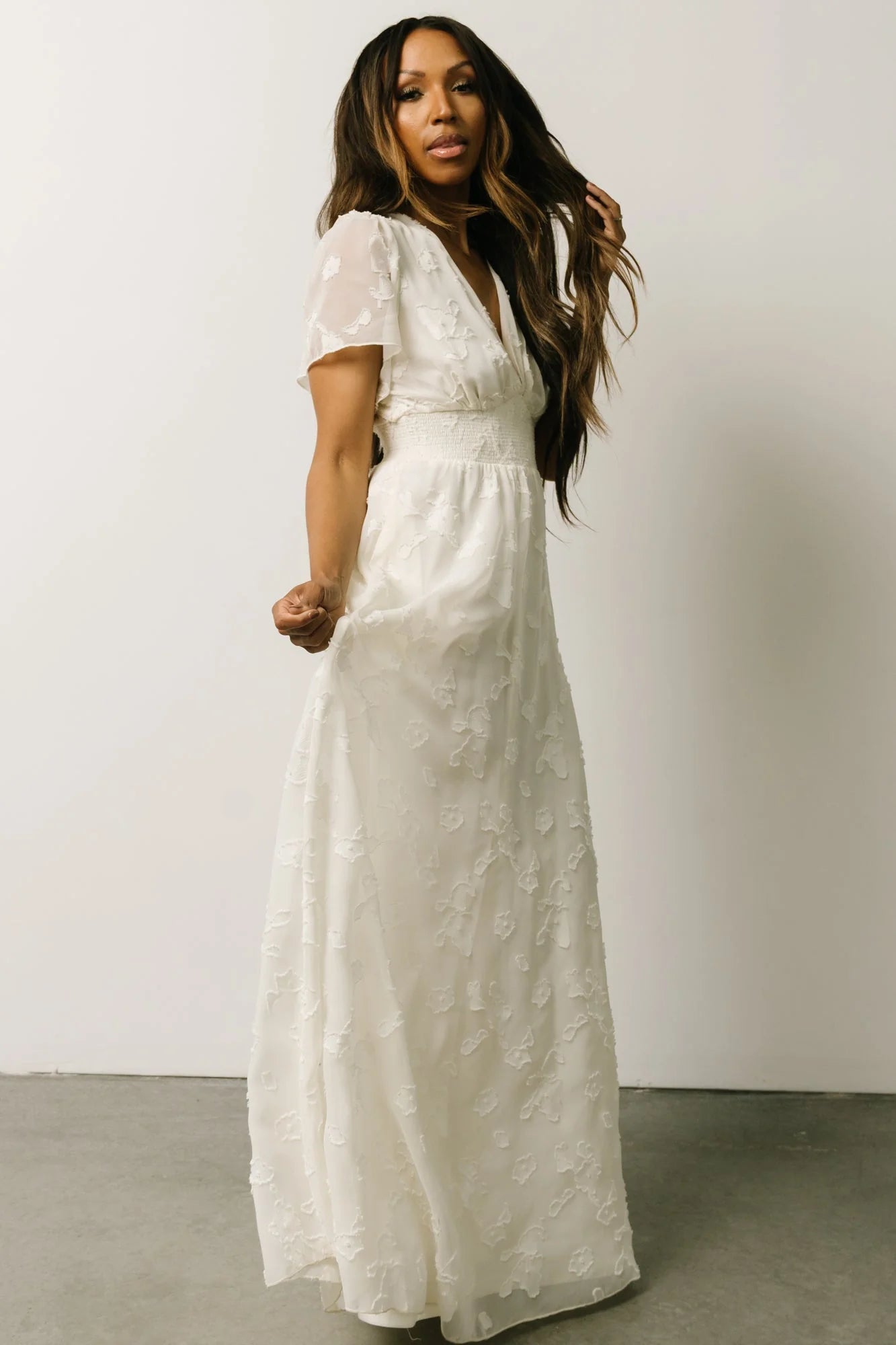 Evelyn Smocked Maxi Dress | Off White