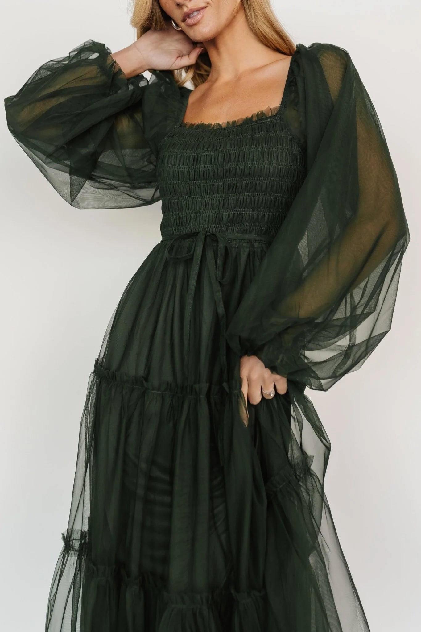 Katrina Tulle Maxi Dress | Dark Green