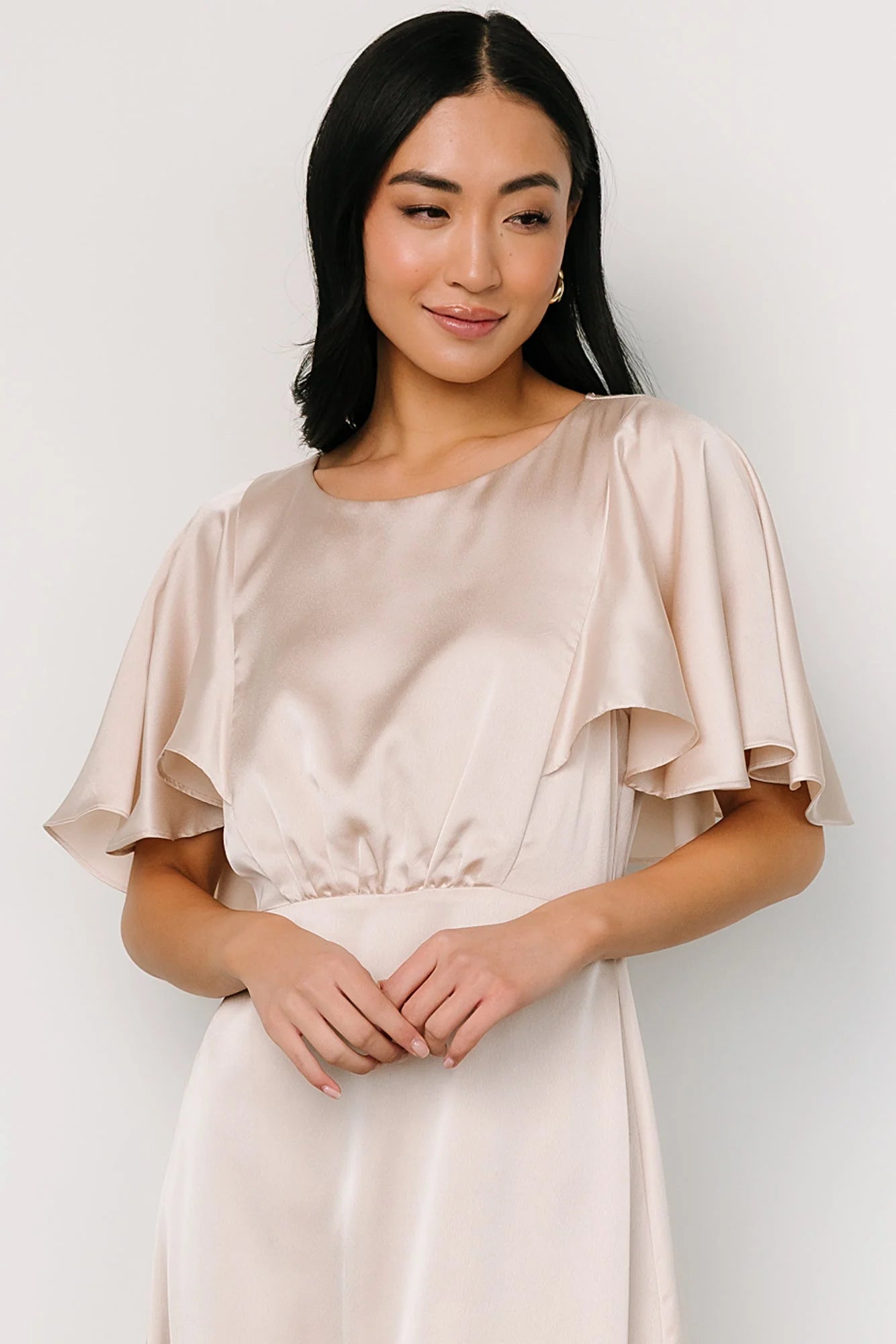 Cinta Satin Midi Dress | Champagne