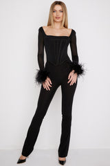 Stella-Black Mesh Trimmed Corset