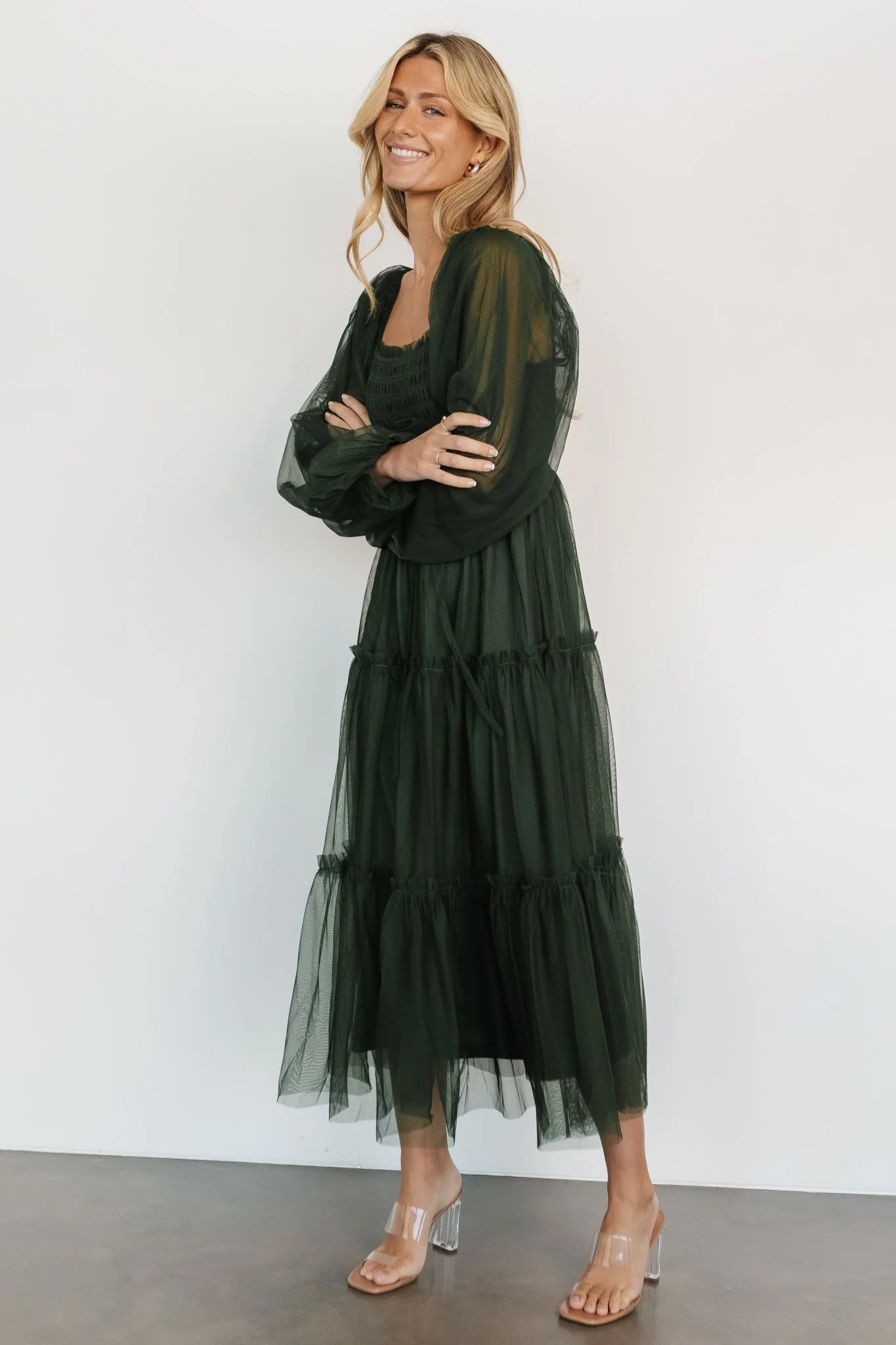 Katrina Tulle Maxi Dress | Dark Green